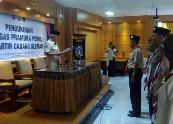 Pengukuhan Satgas Pramuka Peduli Kwarcab Sleman