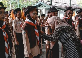 Suasana Pelantikan Penggalang Ramu di Pangkalan MTs Negeri 4 Bantul