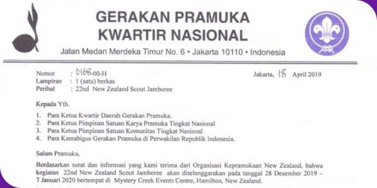 Surat Edaran Kwarnas Perihal 22nd New Zealand Scout Jamboree