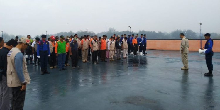 Peserta EDT 2019 Ikuti Apel Pelepasan Di Lantai 4 Gedung Evakuasi Sementara Pantai Baru