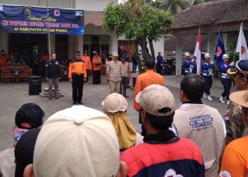 Peserta EDT 2019 Tiba di Kulon Progo Langsung Melaksanakan Apel Penyerahan Pataka dari Bantul
