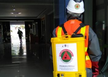 Dalam Sehari, Kwarcab Gunungkidul Lakukan Penyemprotan Disinfektan Di Tiga Lokasi Ini