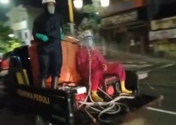 Sambut Tahun Baru 2021, Pramuka Peduli Kwarcab Kota Yogyakarta Lakukan Penyemprotan Disinfektan