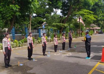 Terapkan Protokol Kesehatan, Saka Bhayangkara Kwarran Seyegan Gelar Uji Keterampilan Krida