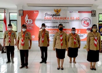 Pimpinan Kwarda DIY Ikuti Upacara Peringatan Hari Pramuka ke-60 Tingkat Nasional Secara Virtual