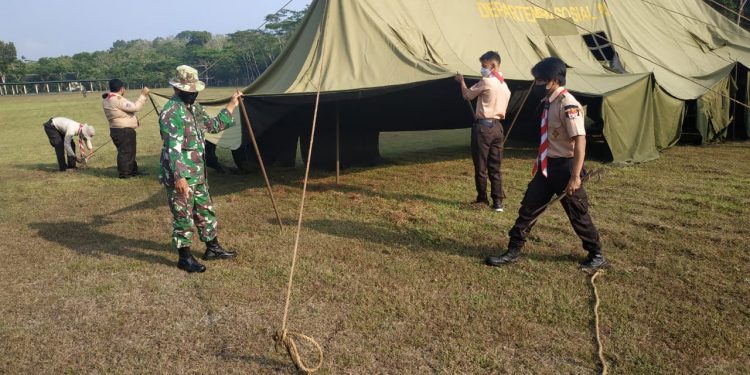 Latihan Rutin Saka Wira Kartika Sleman Diisi dengan Keterampilan Pendirian Tenda serta Persiapan Jota-Joti