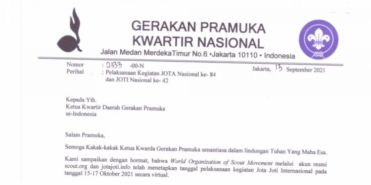 Edaran Kwarnas Tentang Pelaksanaan JOTA dan JOTI 2021