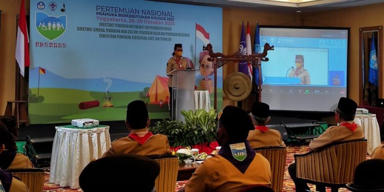 Kak GKR Mangkubumi Sampaikan Sambutan pada Pembukaan Pertemuan Nasional Pramuka Berkebutuhan Khusus 2021 di Yogyakarta