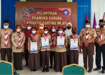 Kwartir Ranting Mlati Selenggarakan Upacara Penyerahan Tanda Pramuka Garuda