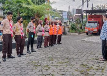 Saka Bhayangkara Ranting Pakem Dirikan Posko Karya Bakti Lebaran 2022
