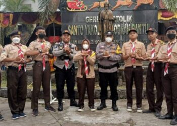 Pramuka Kwarcab Bantul Bantu Pengamanan Perayaan Natal 2022 di 3 Lokasi
