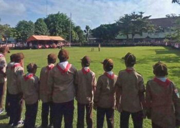 Ratusan Peserta Ikuti Pesta Siaga Kwarran Kasihan di Halaman Kompleks SLB Negeri 1 Bantul