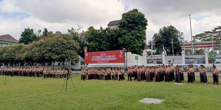 Diselenggarakan di Halaman Balaikota, Apel Besar Hari Pramuka ke-63 Kwarcab Kota Yogyakarta Diikuti 500 Peserta