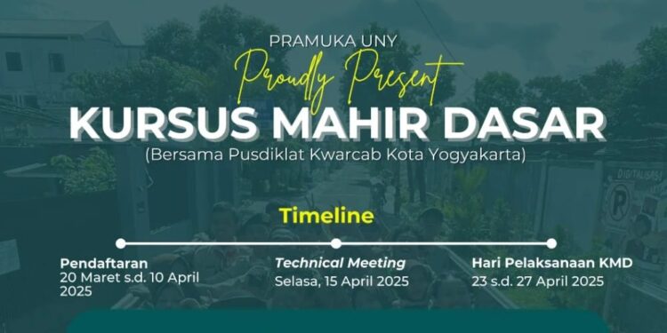 Pramuka UNY bersama Pusdiklatcab Kota Yogyakarta akan Menggelar KMD 23-27 April 2025