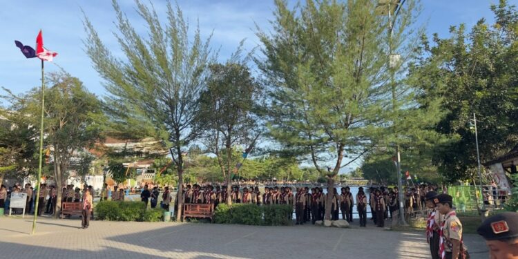 Semangat Kolaborasi, Kwarran Banguntapan Gelar Upacara Peringatan Hari Pramuka ke-64 di Embung Potorono