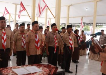 Ucapkan Janji Tri Satya, Pengurus Rintisan Saka Adhyasta Pemilu Kwarcab Gunungkidul Masa Bakti 2025-2030 Resmi Dilantik