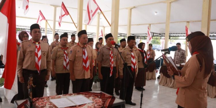 Ucapkan Janji Tri Satya, Pengurus Rintisan Saka Adhyasta Pemilu Kwarcab Gunungkidul Masa Bakti 2025-2030 Resmi Dilantik