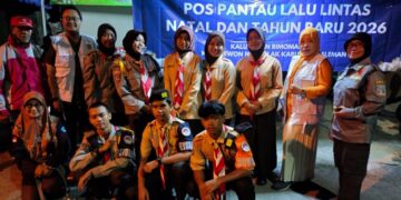Sinergi dengan Petugas Gabungan, Pramuka Kwarran Ngemplak Bantu Pengamanan Malam Tahun Baru 2026